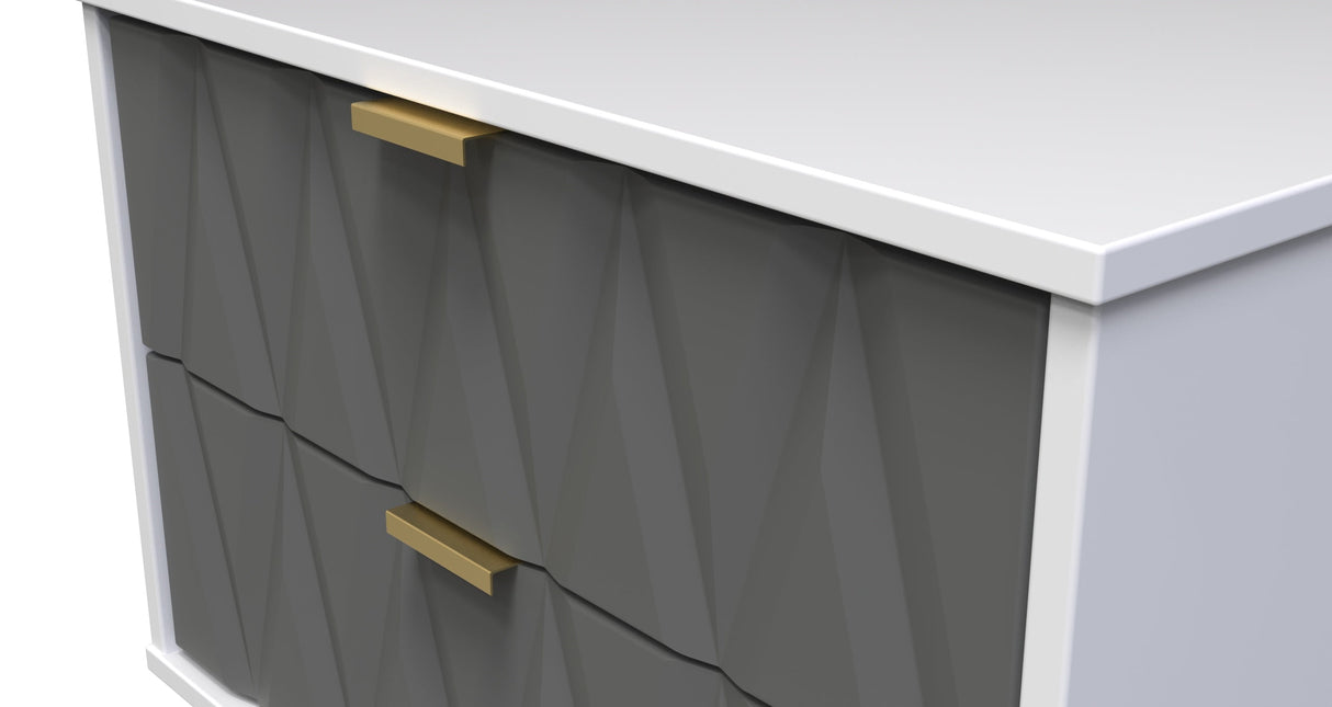 Diamond 2 Drawer Midi Chest with Gold Hairpin Legs - Welcome Furniture