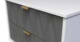 Diamond 2 Drawer Midi Chest with Gold Hairpin Legs - Welcome Furniture