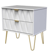 Diamond 2 Drawer Midi Chest with Gold Hairpin Legs - Welcome Furniture