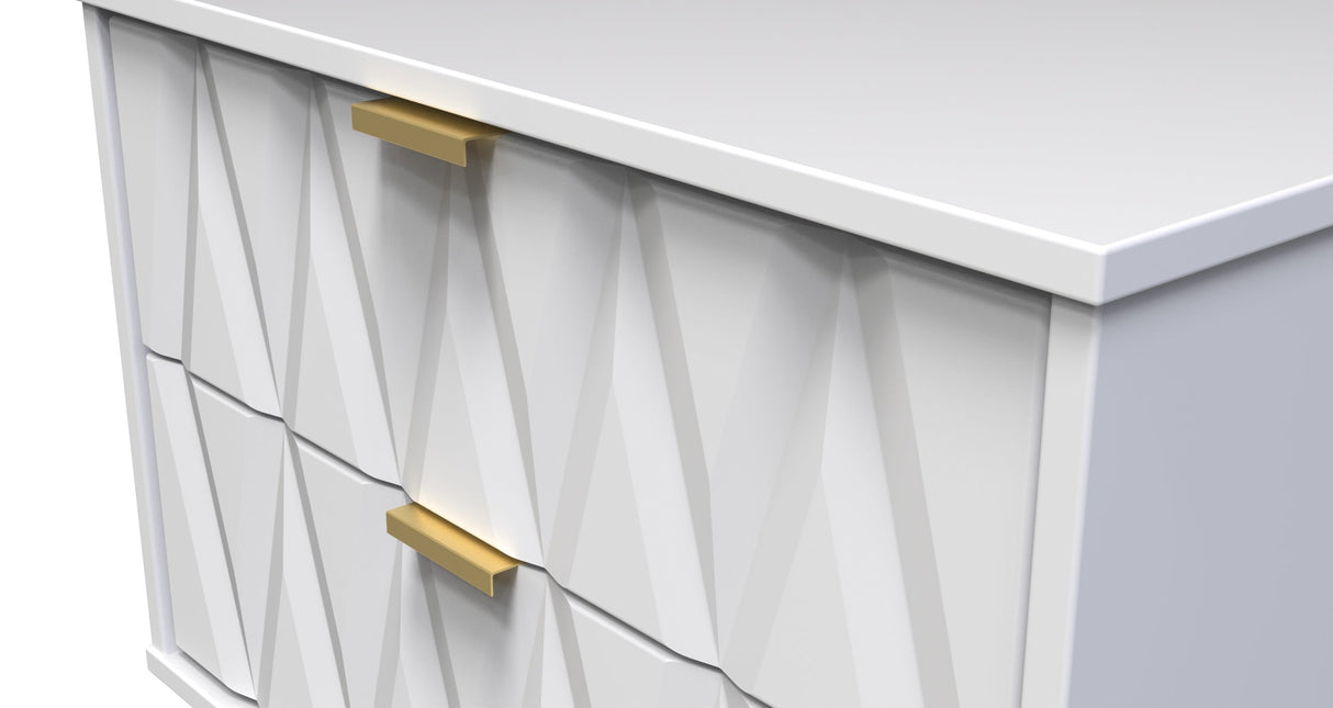 Diamond 2 Drawer Midi Chest with Gold Hairpin Legs - Welcome Furniture
