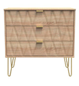 Diamond 3 Drawer Chest with Gold Hairpin Legs - Welcome Furniture