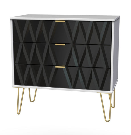 Diamond 3 Drawer Chest with Gold Hairpin Legs - Welcome Furniture