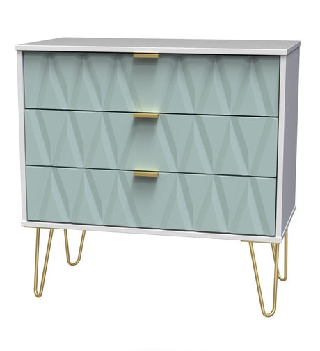 Diamond 3 Drawer Chest with Gold Hairpin Legs - Welcome Furniture