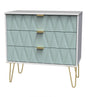 Diamond 3 Drawer Chest with Gold Hairpin Legs - Welcome Furniture