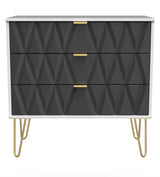 Diamond 3 Drawer Chest with Gold Hairpin Legs - Welcome Furniture