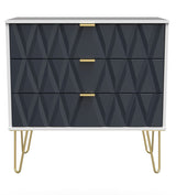 Diamond 3 Drawer Chest with Gold Hairpin Legs - Welcome Furniture