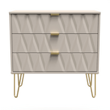 Diamond 3 Drawer Chest with Gold Hairpin Legs - Welcome Furniture