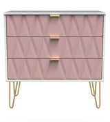 Diamond 3 Drawer Chest with Gold Hairpin Legs - Welcome Furniture