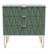 Diamond 3 Drawer Chest with Gold Hairpin Legs - Welcome Furniture