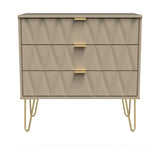 Diamond 3 Drawer Chest with Gold Hairpin Legs - Welcome Furniture
