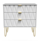 Diamond 3 Drawer Chest with Gold Hairpin Legs - Welcome Furniture