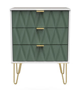 Diamond 3 Drawer Midi Chest with Gold Hairpin Legs - Welcome Furniture