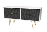 Diamond 4 Drawer Bed Box with Gold Hairpin Legs - Welcome Furniture