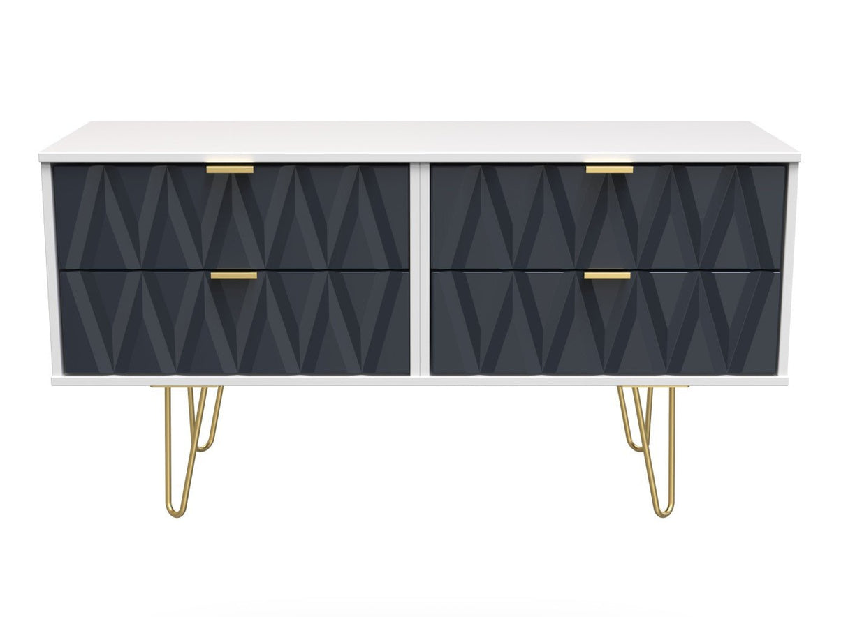 Diamond 4 Drawer Bed Box with Gold Hairpin Legs - Welcome Furniture
