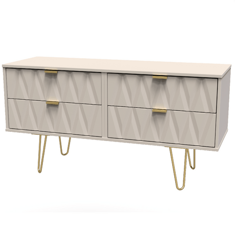 Diamond 4 Drawer Bed Box with Gold Hairpin Legs - Welcome Furniture