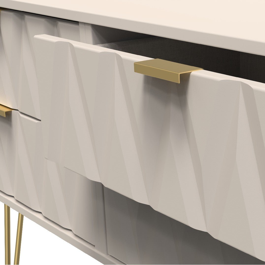 Diamond 4 Drawer Bed Box with Gold Hairpin Legs - Welcome Furniture