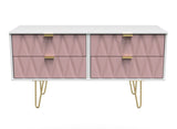Diamond 4 Drawer Bed Box with Gold Hairpin Legs - Welcome Furniture
