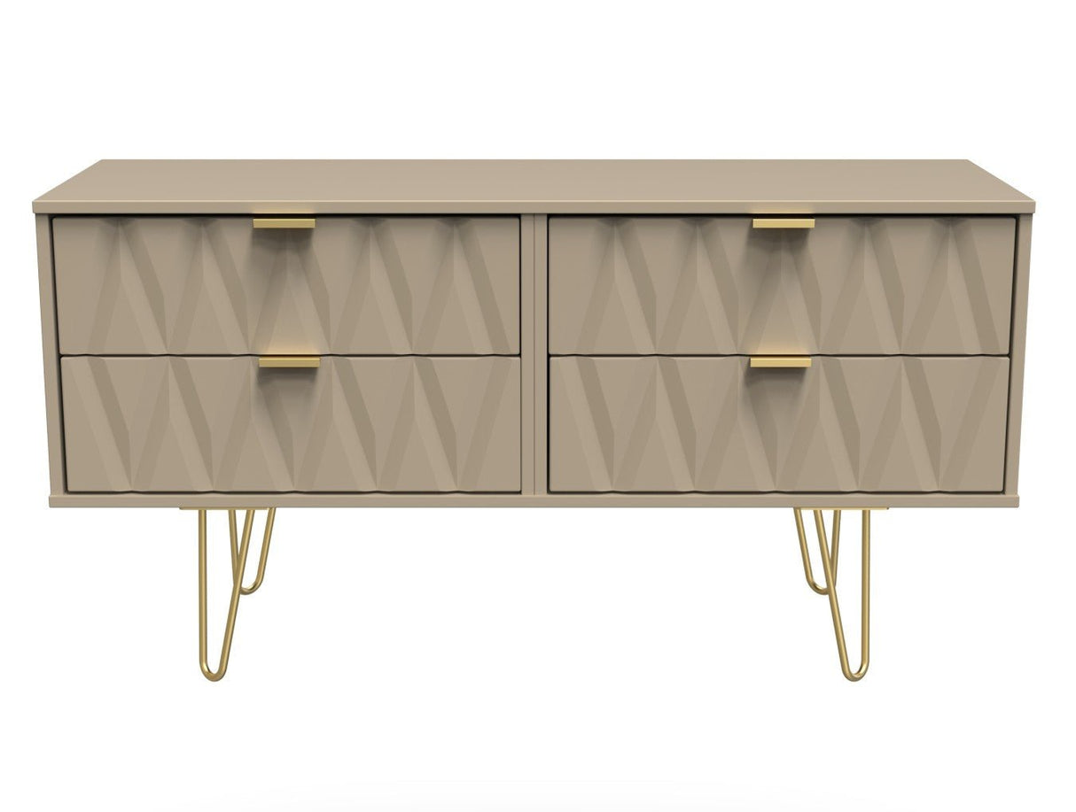Diamond 4 Drawer Bed Box with Gold Hairpin Legs - Welcome Furniture