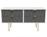 Diamond 4 Drawer Bed Box with Gold Hairpin Legs - Welcome Furniture