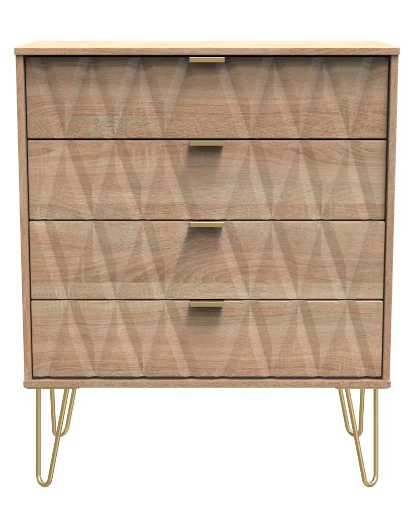 Diamond 4 Drawer Chest with Gold Hairpin Legs - Welcome Furniture