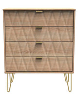 Diamond 4 Drawer Chest with Gold Hairpin Legs - Welcome Furniture