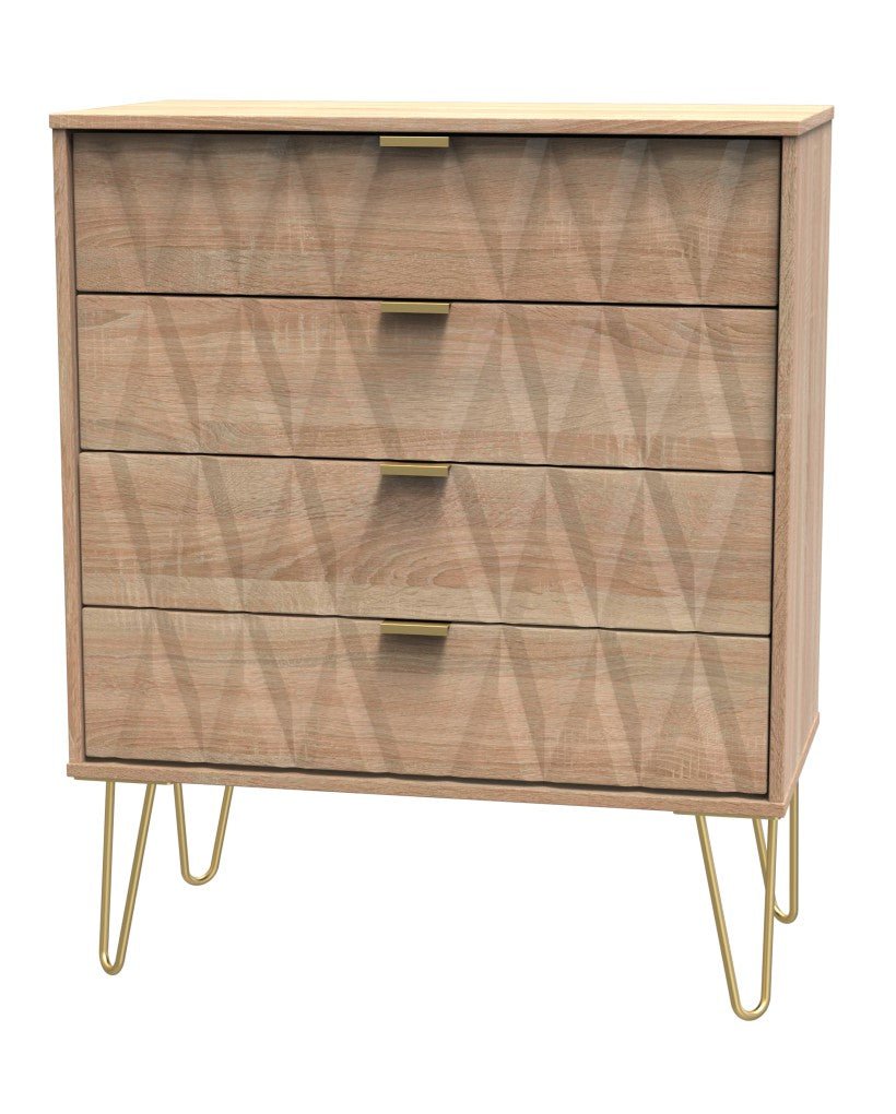 Diamond 4 Drawer Chest with Gold Hairpin Legs - Welcome Furniture