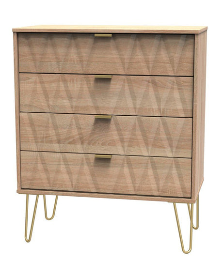 Diamond 4 Drawer Chest with Gold Hairpin Legs - Welcome Furniture