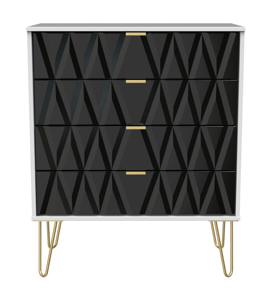 Diamond 4 Drawer Chest with Gold Hairpin Legs - Welcome Furniture