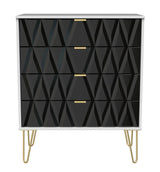 Diamond 4 Drawer Chest with Gold Hairpin Legs - Welcome Furniture