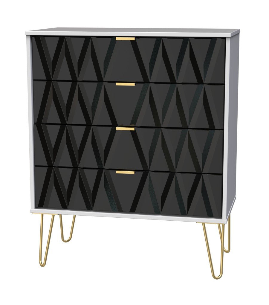 Diamond 4 Drawer Chest with Gold Hairpin Legs - Welcome Furniture