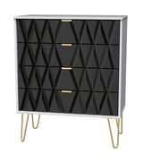 Diamond 4 Drawer Chest with Gold Hairpin Legs - Welcome Furniture
