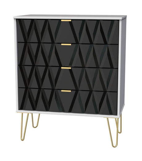 Diamond 4 Drawer Chest with Gold Hairpin Legs - Welcome Furniture