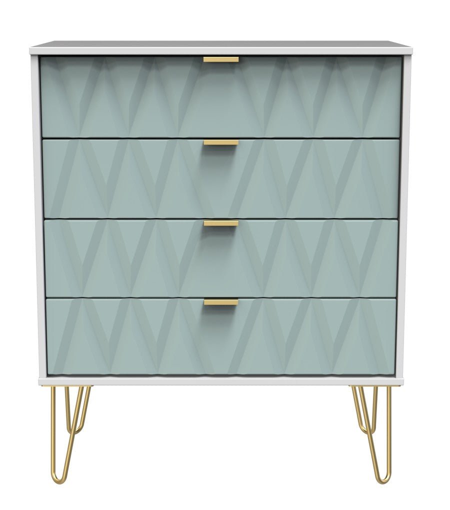 Diamond 4 Drawer Chest with Gold Hairpin Legs - Welcome Furniture
