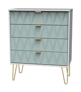 Diamond 4 Drawer Chest with Gold Hairpin Legs - Welcome Furniture
