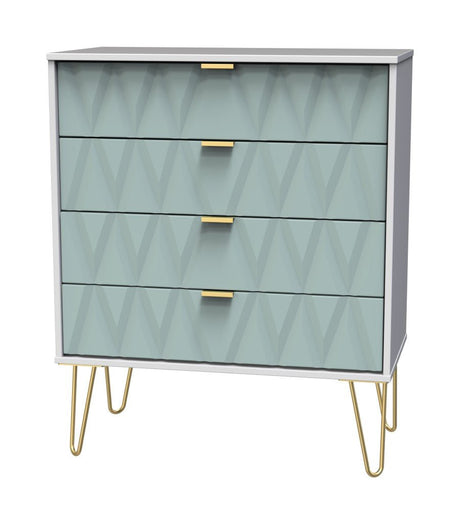 Diamond 4 Drawer Chest with Gold Hairpin Legs - Welcome Furniture