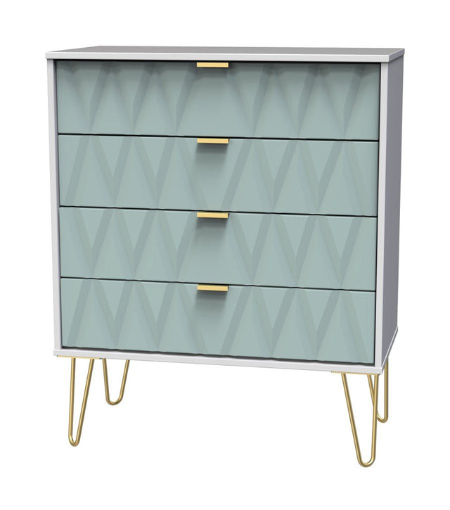 Diamond 4 Drawer Chest with Gold Hairpin Legs - Welcome Furniture