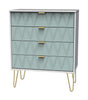 Diamond 4 Drawer Chest with Gold Hairpin Legs - Welcome Furniture