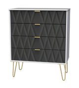 Diamond 4 Drawer Chest with Gold Hairpin Legs - Welcome Furniture
