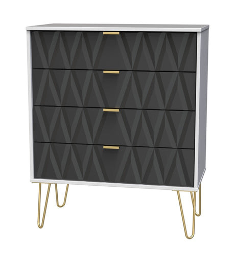 Diamond 4 Drawer Chest with Gold Hairpin Legs - Welcome Furniture