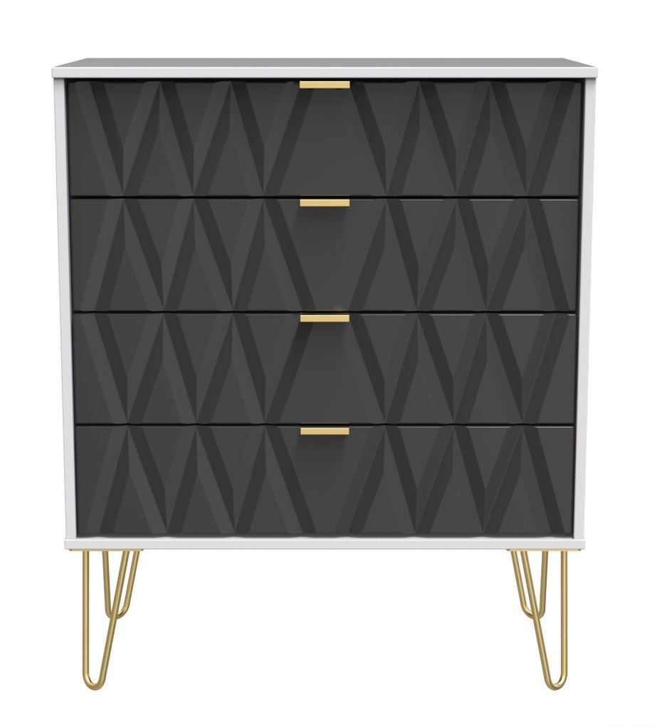 Diamond 4 Drawer Chest with Gold Hairpin Legs - Welcome Furniture