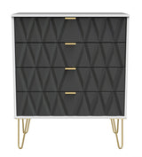 Diamond 4 Drawer Chest with Gold Hairpin Legs - Welcome Furniture