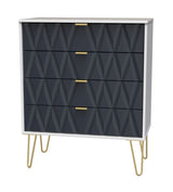 Diamond 4 Drawer Chest with Gold Hairpin Legs - Welcome Furniture
