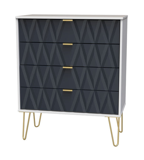 Diamond 4 Drawer Chest with Gold Hairpin Legs - Welcome Furniture