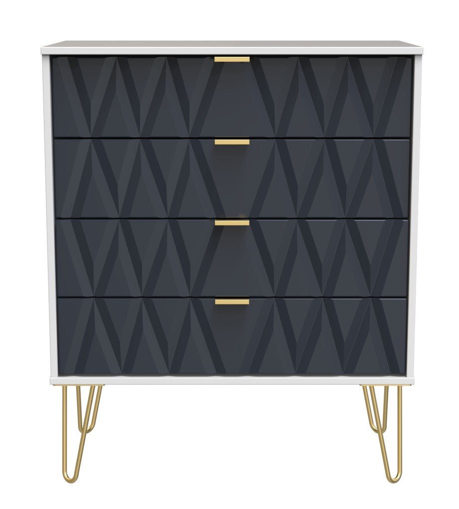 Diamond 4 Drawer Chest with Gold Hairpin Legs - Welcome Furniture