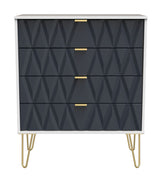 Diamond 4 Drawer Chest with Gold Hairpin Legs - Welcome Furniture