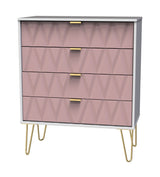 Diamond 4 Drawer Chest with Gold Hairpin Legs - Welcome Furniture