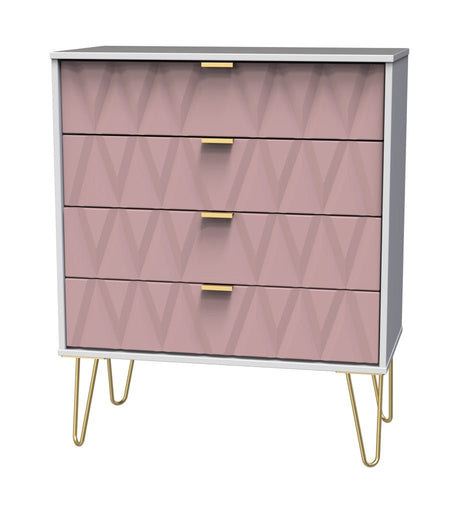 Diamond 4 Drawer Chest with Gold Hairpin Legs - Welcome Furniture