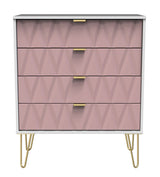 Diamond 4 Drawer Chest with Gold Hairpin Legs - Welcome Furniture