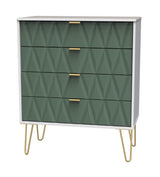 Diamond 4 Drawer Chest with Gold Hairpin Legs - Welcome Furniture