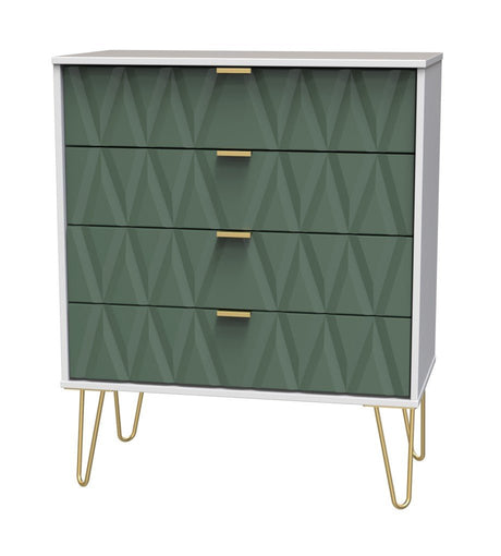 Diamond 4 Drawer Chest with Gold Hairpin Legs - Welcome Furniture